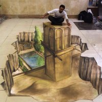 نقاشی سه بعدی بادگیر یزد