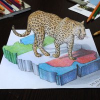 یوزپلنگ ایرانی، موضوع نقاشی سه بعدی